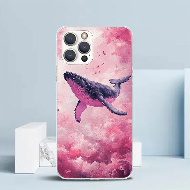 Humpback Whale Sea Giant Soft Cover for iPhone 16 17 Air 15 14 Pro Max 16E Phone Case 13 Mini 12 11 7 SE 8 Print Pattern Fit Cas