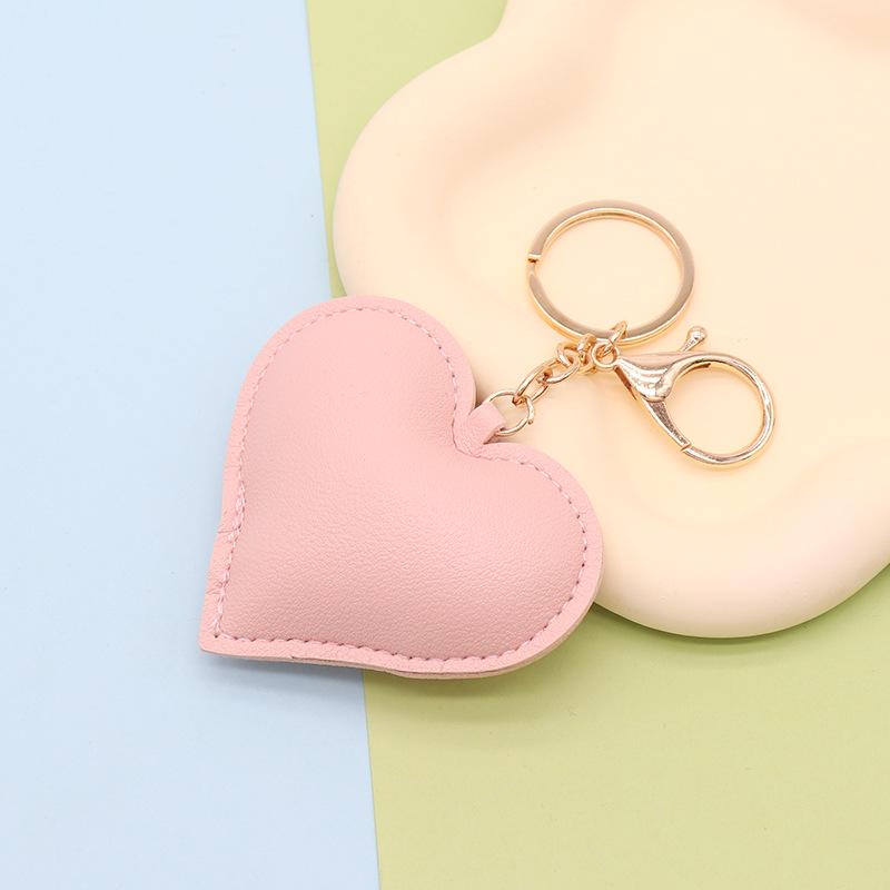 Heart-Shaped PU Leather Keychain - Stylish Accessory for Women's Bags and Car Interior Decor