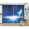 Earth Space Night Milky Way Starry Sky Printed Window Drape 2 Pieces Thin Children's Drape for Living Area Room Bed Chamber Window Drape Decor
