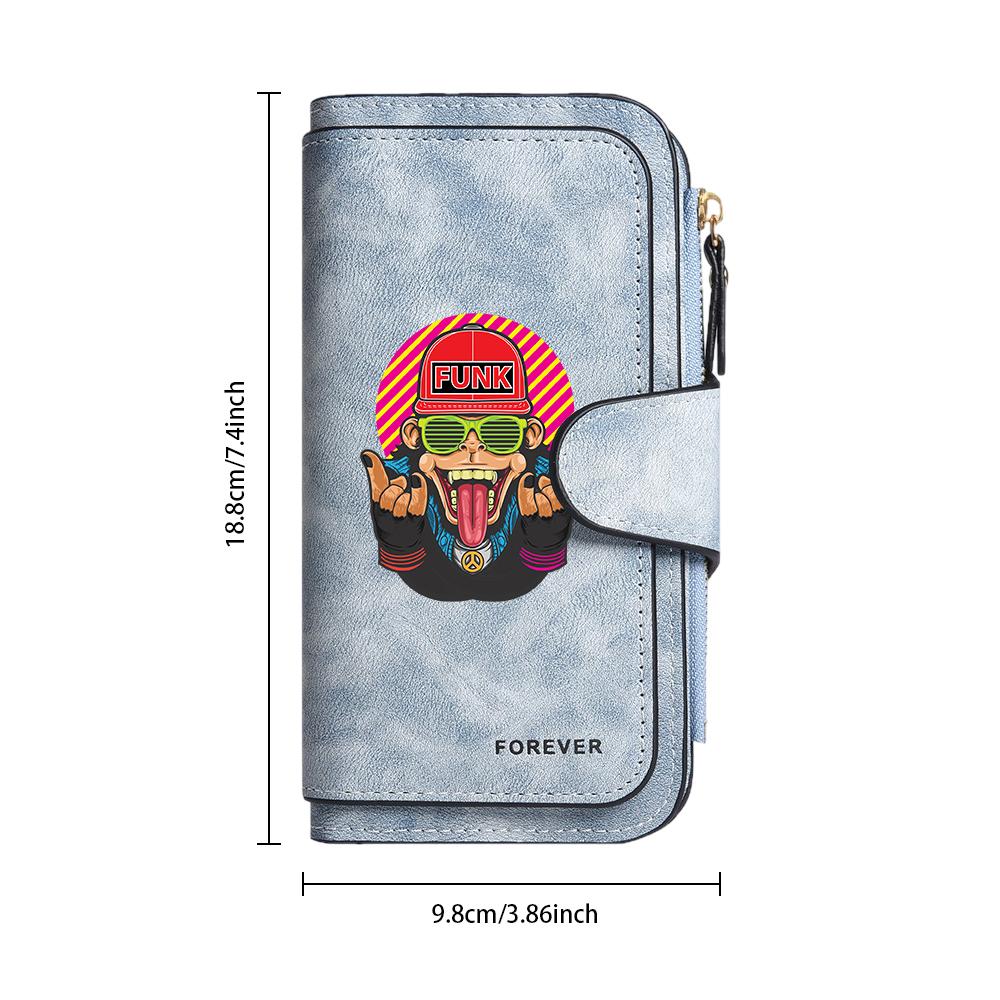 Funky Monkey Printed Long Wallet Casual Portable Multi Card Holder Purse