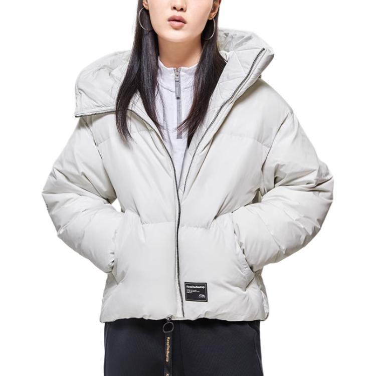 Li Ning Down Jackets Women's Frost White Hooded Moderate Other AYMP082-4