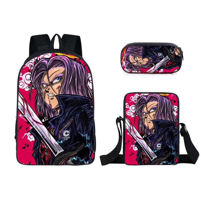 Animation seven dragon ball backpack, primary and secondary school schoolbag, satchel, shoulder bag, pencil case three-piece set