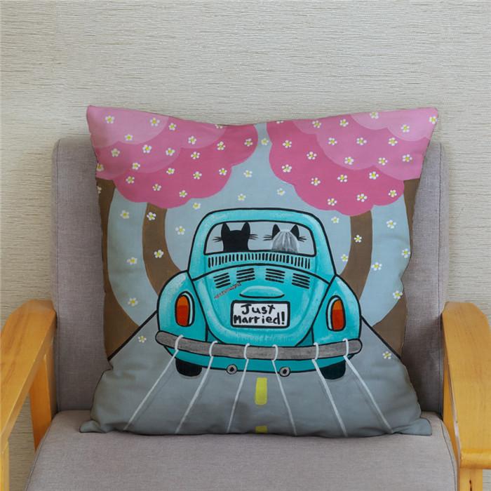 

Декор для дома Милый мультяшный кот за рулем автомобиля Наволочка Подушка Наволочка Диван Автомобиль Декор для дома Наволочка 40x40cm