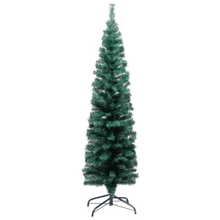 VidaXL Sapin de Noël artificiel mince avec support Vert 120 cm PVC