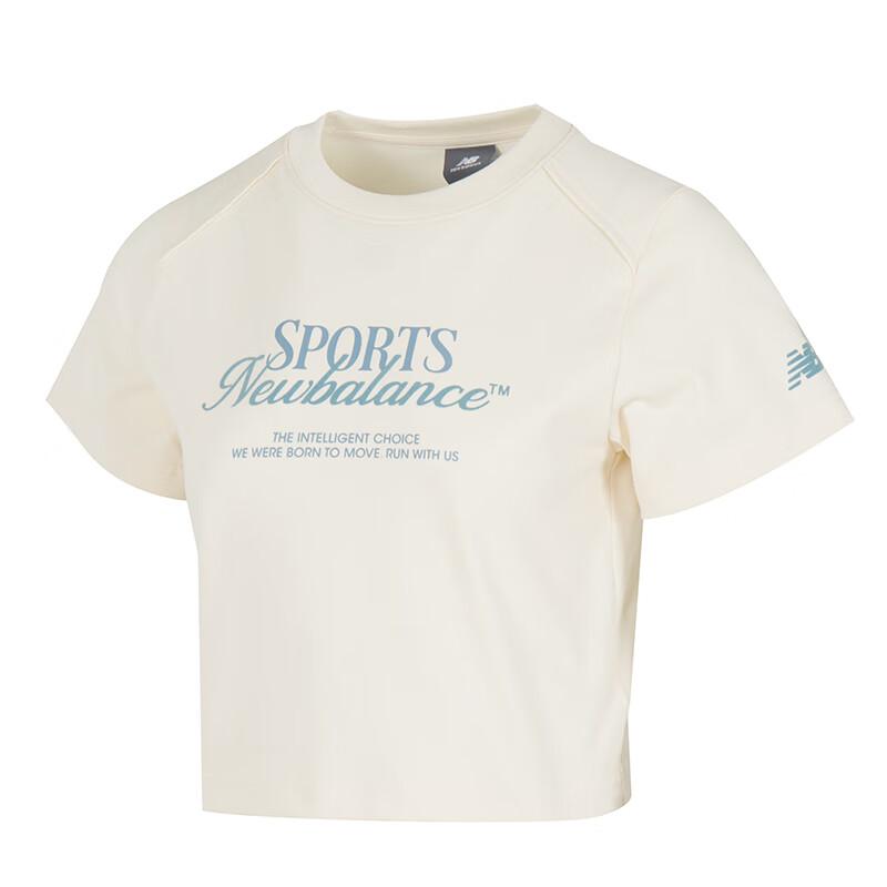 New Balance T Shirts Women s Ecru Crew Neck Moderate AWT53305-PEF M