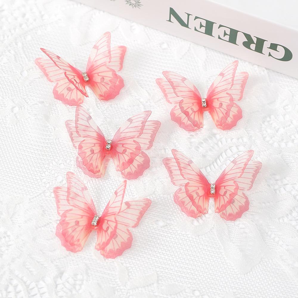 30/50Pcs Artificial Diamond Butterfly For Home Room Decoration DIY Wreath Valentine's Day Wedding Girl Hair Clip Butterfly Decor