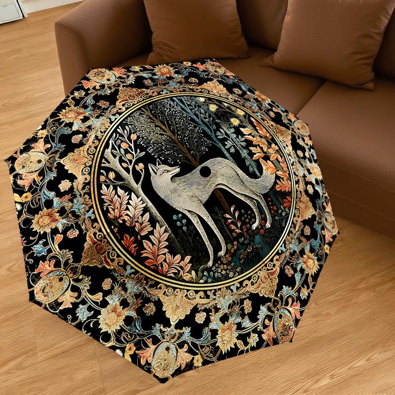 1PC Fox Forest Umbrella-8-Rib Reinforced, Automatic Open, Lightweight & Durable, Cute Fashion Accessory for Outdoor, Beach or Casual Use, Beach Umbrel