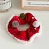 Red Christmas Hair Scrunchies Plush Large Hairband Xmas Elastic Hair Ties Women Ponytail Holder Party Headwear Hair Accessories