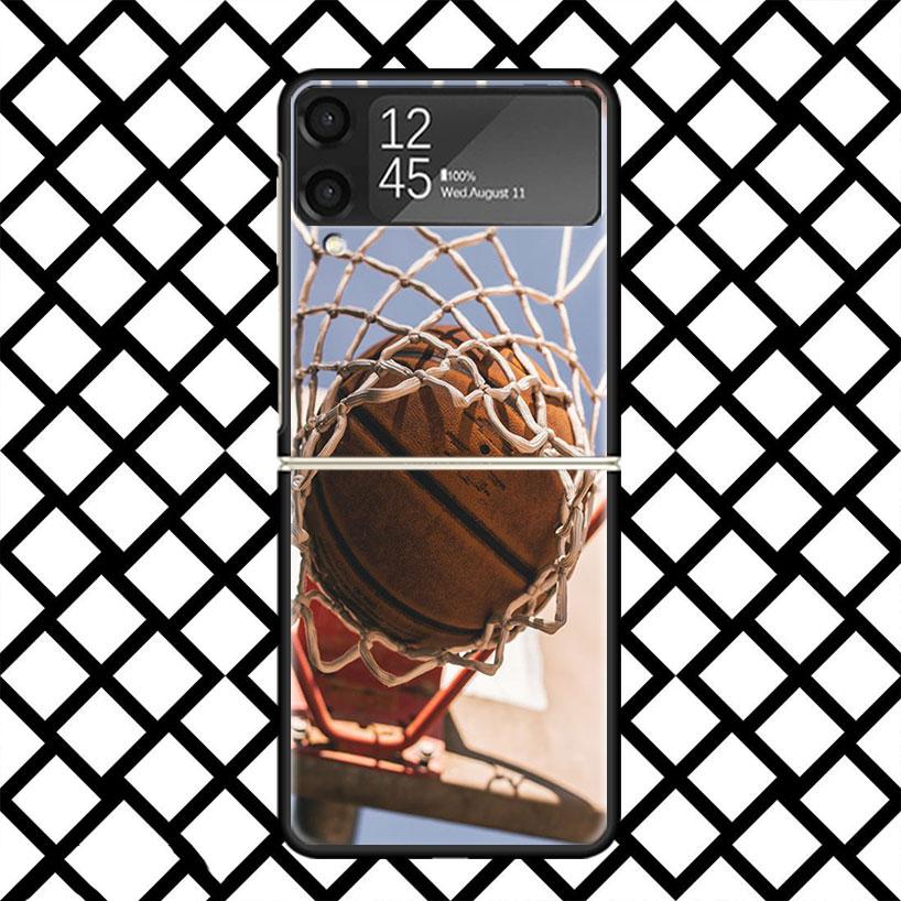 Basketball Basket Sports Phone Case For Samsung Z Flip 7 6 5 4 3 Galaxy ZFLIP7 ZFlip6 5G Flip5 Flip4 Flip3 5g Black Hard Cover