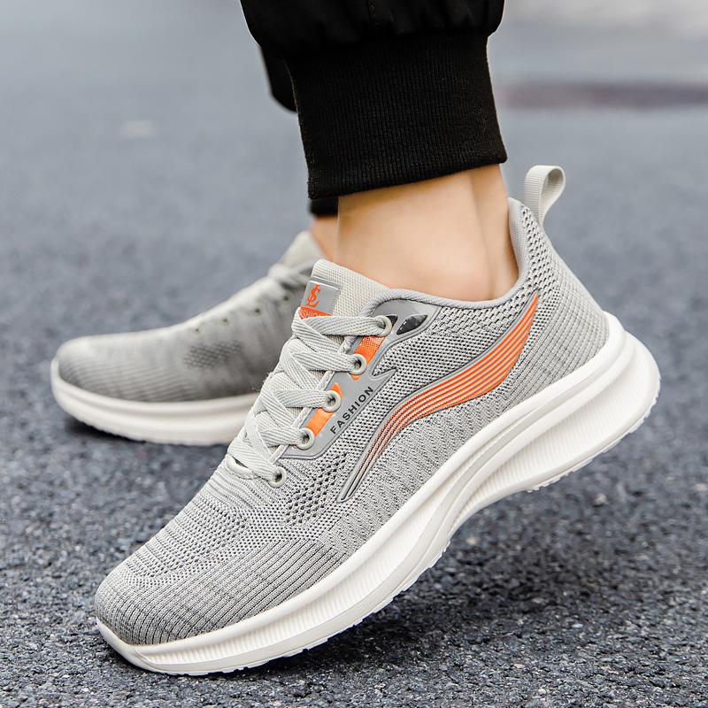 

Autumn casual fly-woven men s shoes soft-soled versatile breathable sports women s shoes men s and women s couple shoes 36 women s models сірий колір