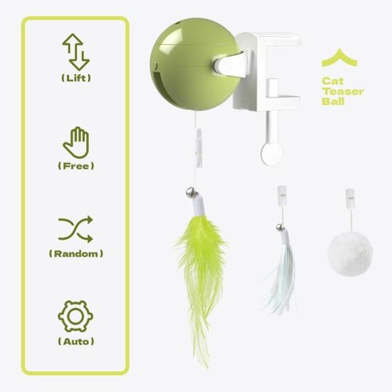 Door Hanging Electric Cat Feather Toy Smart Self Play Cat Teaser Toy Automatic Cat Toy with Feather Fluffy Ball And Tassel for Indoor Cats