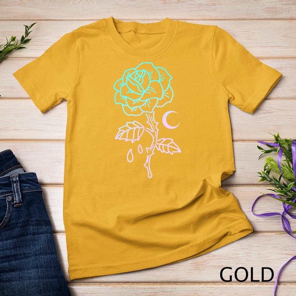 Pastel Goth Flower Emo Aesthetic Clothes Moon Rose T-Shirt Unisex T-shirt 3 S