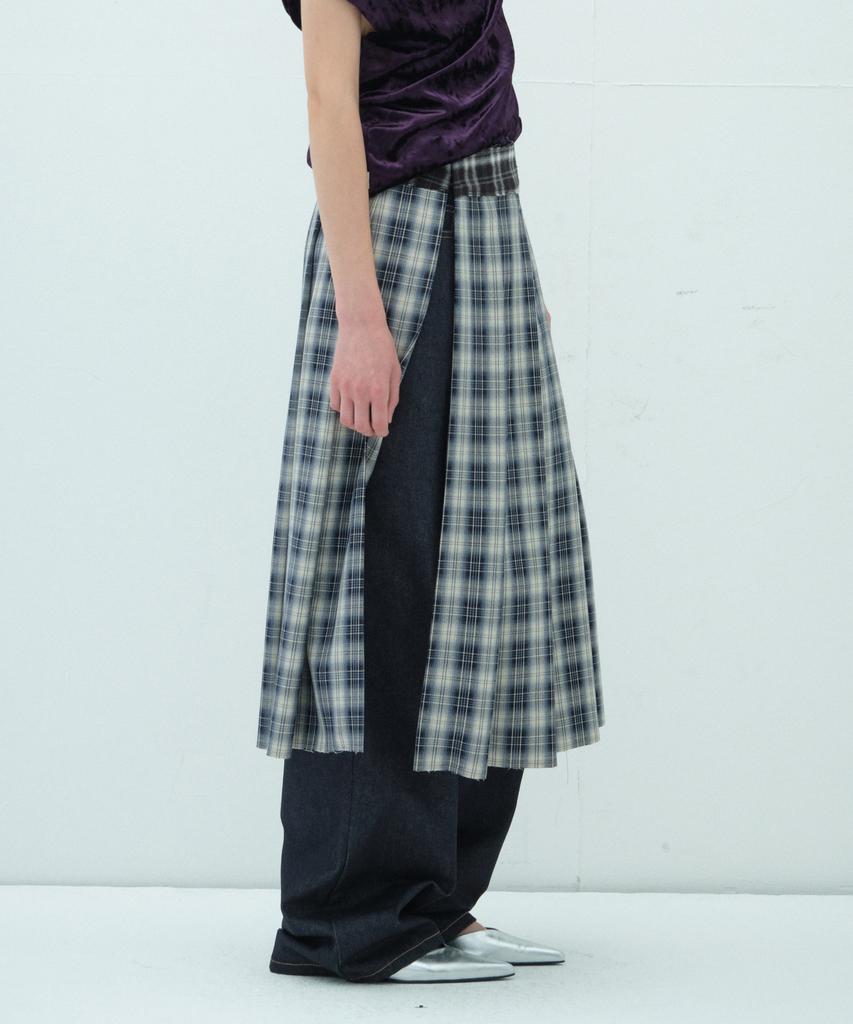 Obeodyupeulleeo Check Layered Wrap Skirt_Navy