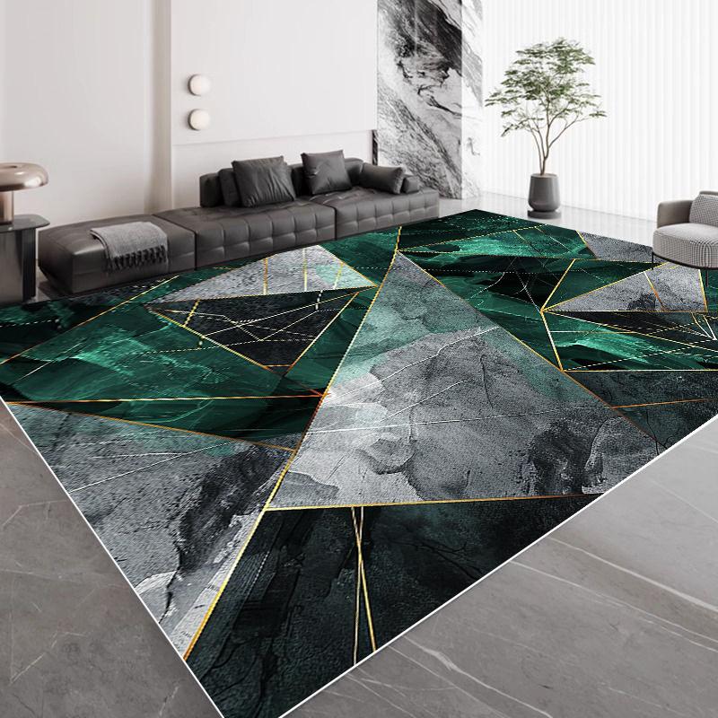 Light Luxury Green Geometric Large Living Room Carpet Modern Home Decoration Bedroom Rugs Soft Non-slip Lounge Sofa Floor Mats