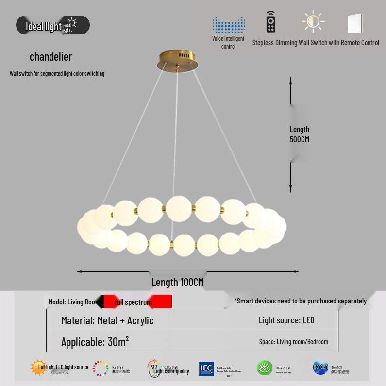 Italian Cream Minimalist LED Pendant Lamp for Living Room and Stairwell