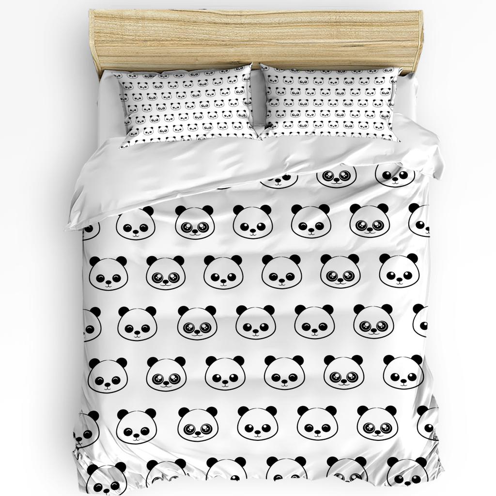 Cartoon Kawaii Panda Duvet Cover Bed Bedding Set Home Textile Quilt Cover Pillowcases Bedroom Double Bedding Set No Sheet