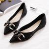 Fashion Black Women's Flat Shoes Low Heel Elegant Formal Ladies Footwear Pointed Toe White Luxury Brand Slip On Sale Wholesale Casual 39