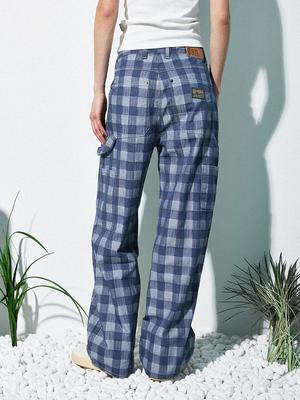 MAGOODGAN Pavon 7505 Zimmermann Schürze Weite Passform Karomuster Indigoblauer Denim