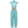 Womens Halloween Arabian Princess Costume Gems Sequin Tulle Rompers Belly Dance Jumpsuit for Carnival Aladin Theme Party Cosplay