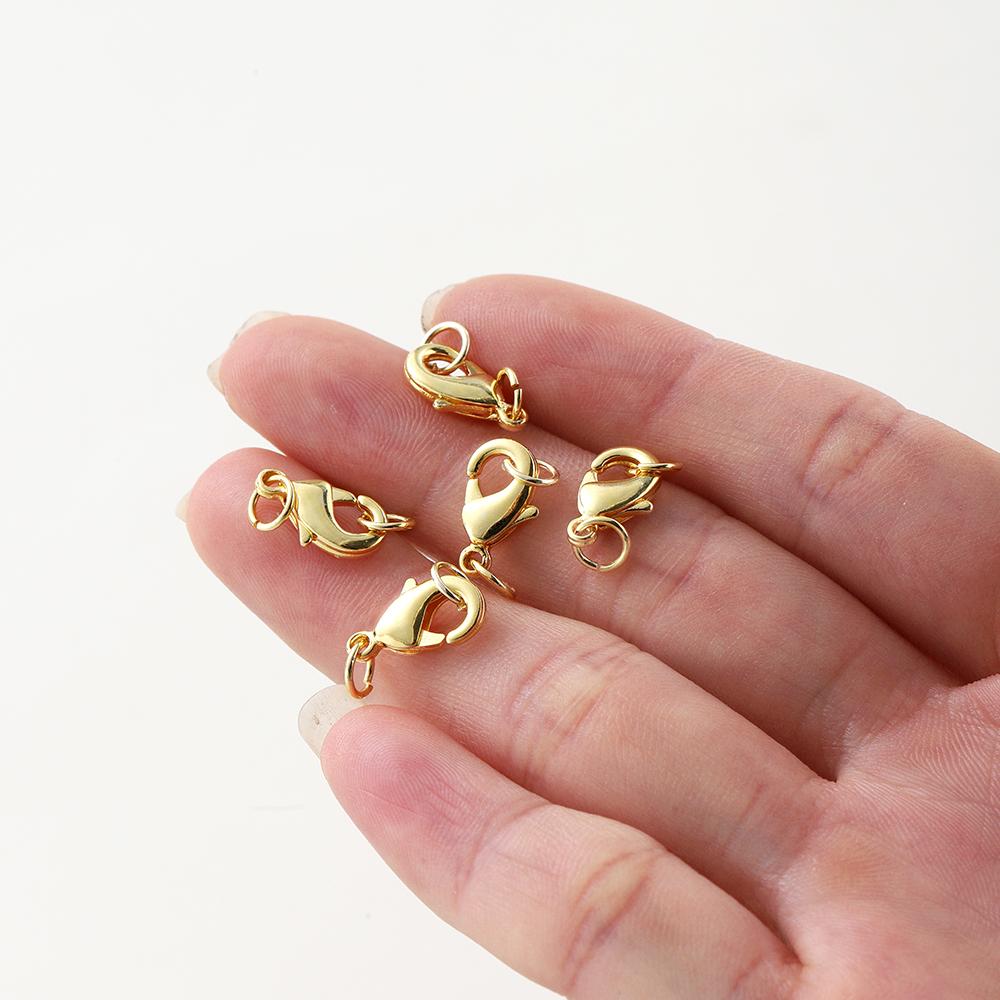 10 pièces/lot Fermoirs mousqueton en Or 14K 18K Avec anneau de saut Chaîne d'extension pour collier et bracelet Connecteurs Pour la fabrication de bijoux DIY Apprêts