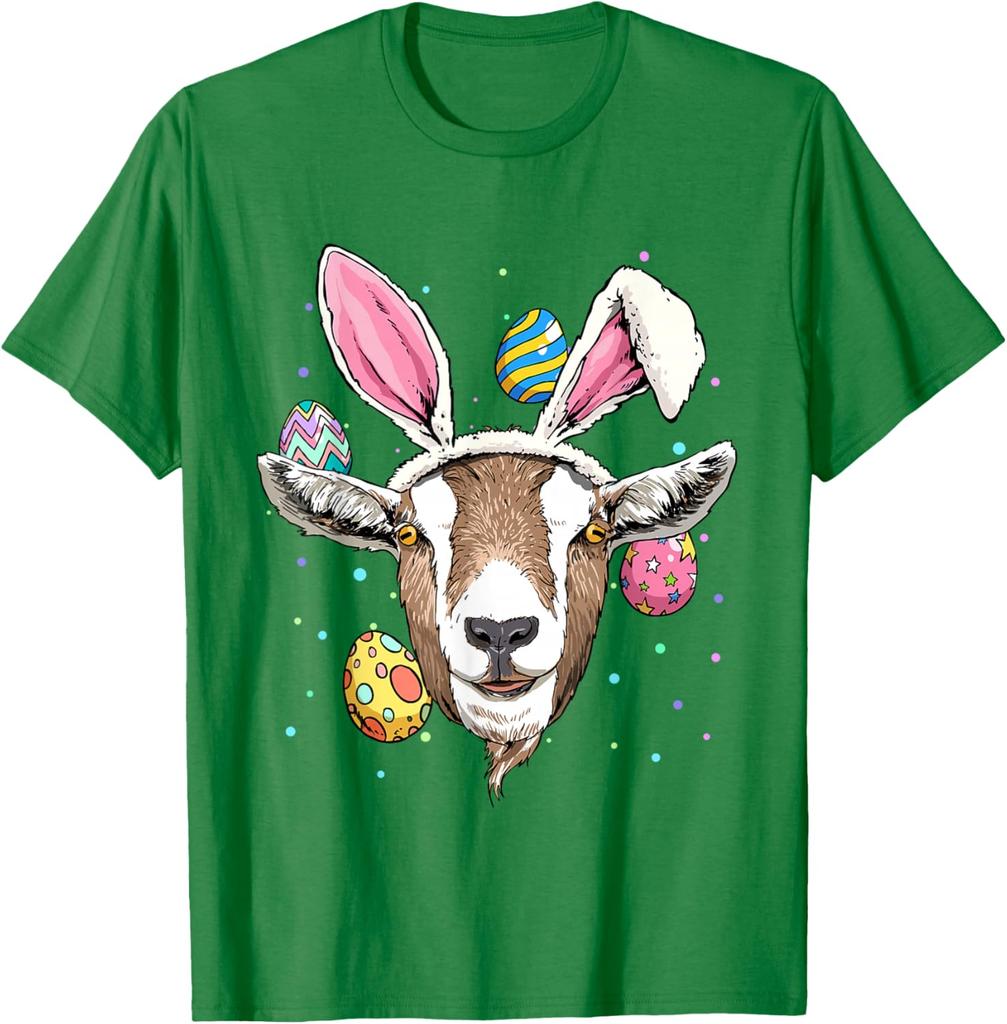 Easter Bunny Goat Graphic Tee Funny Farm Animal Lover Spring Holiday T-Shirt