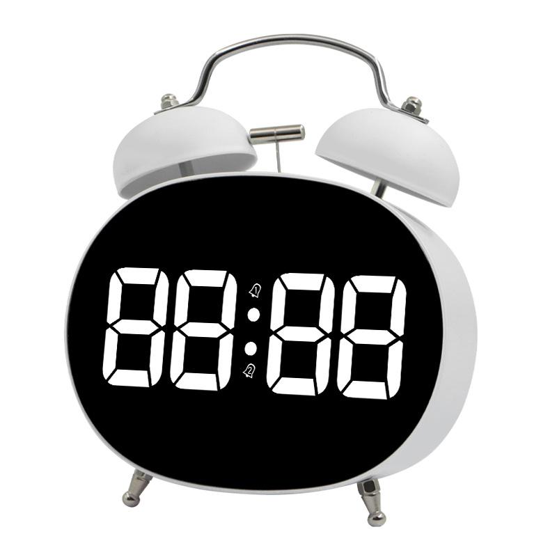 

Loud Mechanical Bell Alarm Clock - Powerful Wake-Up, LED Digital Display Electronic Bedside Clock белый