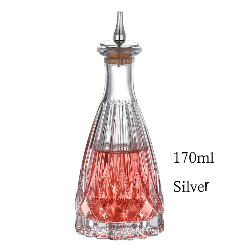Láhev na koktejlové bitters - Vintage skleněný design s korkem a nerezovým dávkovacím uzávěrem - Profesionální barový set, příslušenství