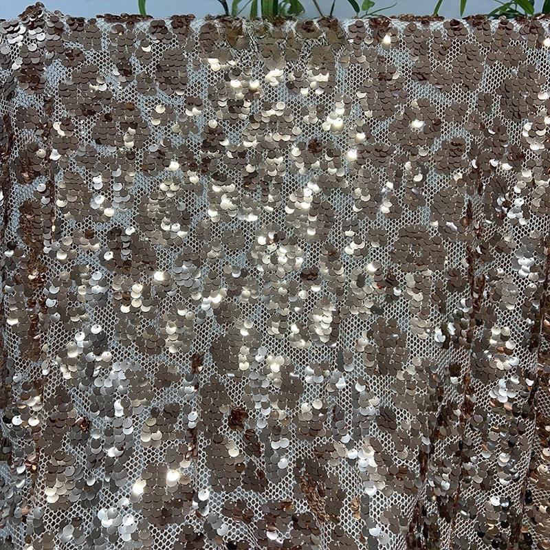 1/3Yard Gradient Full Shiny Sequin Fabric Embroidered Netting Material for Wedding Dresses Evening Gowns Cheongsam Sequin Fabric