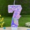 1pc Purple Mermaid Tail Glitter 0-9 Number Candle Decoration Anniversaire Birthday Party Candle Cake Decoration Toos for Girls