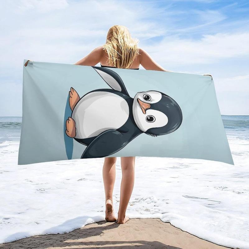 

Cute Penguin Lightweight Polyester Towel, Quick Dry for Sports Spa Yoga Gym Beach W40*H60(CM)