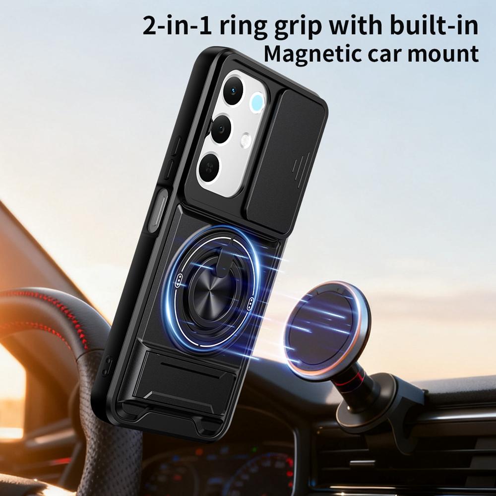 KEYSION Magnetic Phone Case for Realme C85 5G C85 Pro Slide Camera Protection Upright Kickstand 360 Ring Shockproof Back Cover