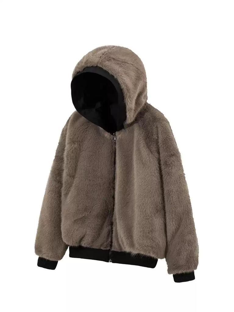 Unisex Wendbare Baumwolljacke mit Fleecefutter und Kapuze - Winter-Essential