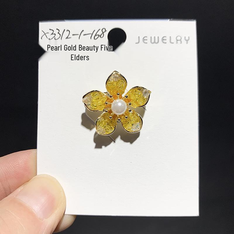 Bo Xin Yun Trendy Gradient Crystal  Pearl Flower Brooch Pin