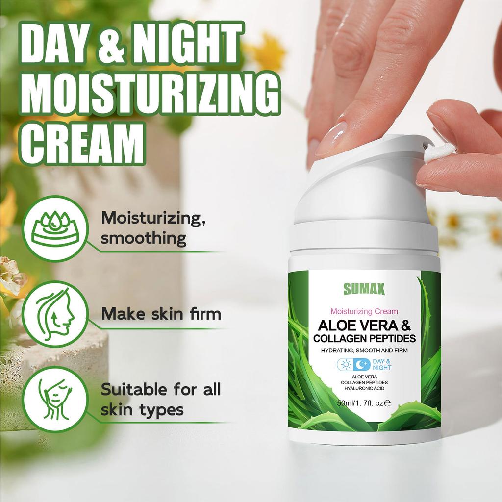 50ml Duckbill Press Bottle Aloe Vera Gel Pro-Peptide Moisturizing Resurfacing Cream Moisturize and Brighten Skin Tone Revitalize and Nourish Hydrate
