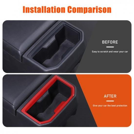 ABS Red Rear Car Beverage Cup Holder Decorative Cover For Toyota Tacoma 2024-25