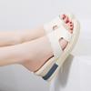 Women Black Slide Slippers Summer Wedge Sandals Open Toe Casual Thick Sole Platform Slippers Plus Size