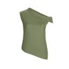 Women’s Fashionable Casual Plain Off-the-Shoulder Satin Sleeveless Asymmetrical Hem T-Shirt Top