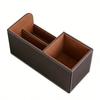 Desk Organizer Pen Holder PU Leather Multifunctional Tabletop Storage Box 3 Compartments for Office Home School Coffee