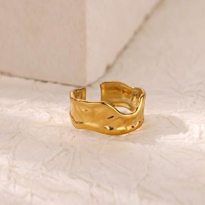 Stainless Steel Irregular Lava Open Rings For Women Men Vintage Gold Color Finger Ring Wedding Couple Jewelry Party Gift