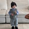 Boys Plaid Cotton Vest Jacket Autumn and Winter Children's Clothing New Baby Clothes Winter Thickened Sweatpants
