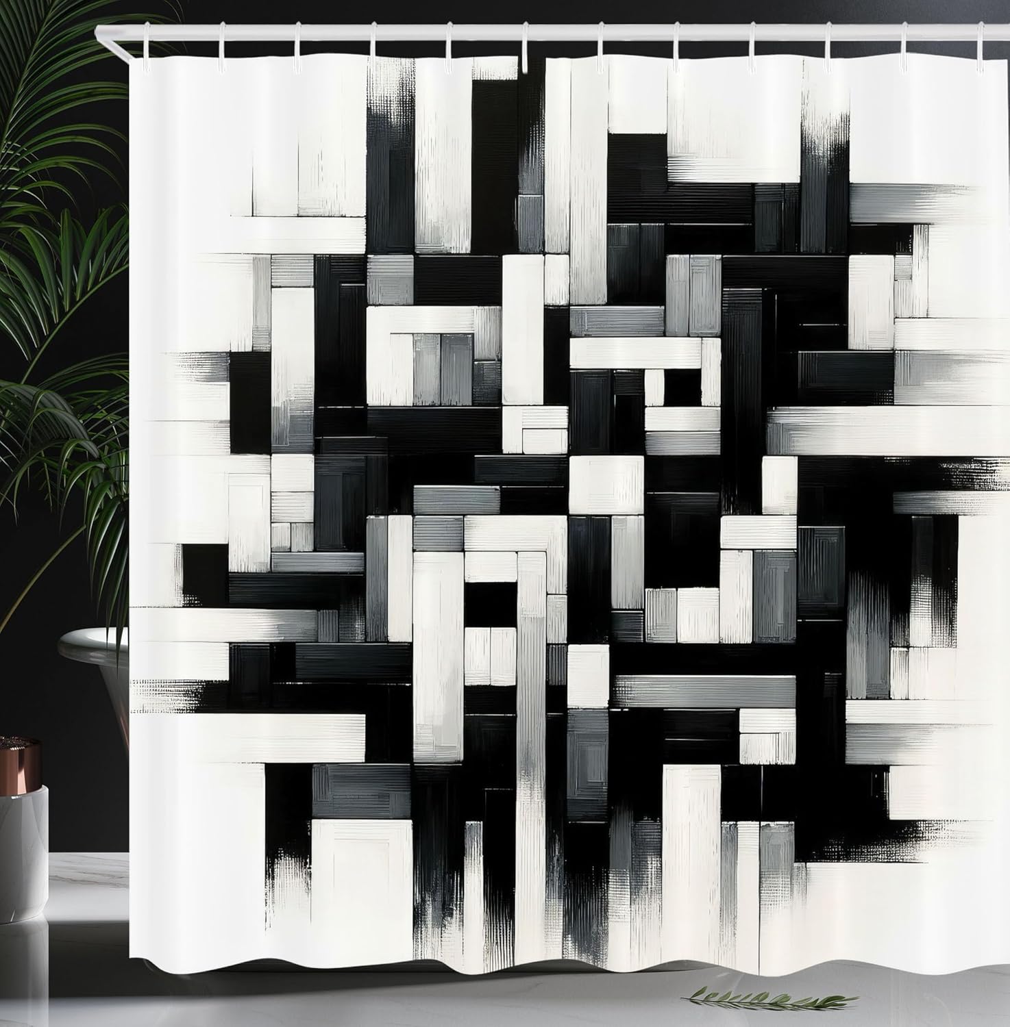 

чорно-біла шторка для душу туманні високі дерева ліс природний ландшафт тканина прикраса для ванної шторка для душу з гачком 120x180cm