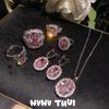 Jewelry, Vintage Crown Jewel Ring, Wedding Banquet, Bud Rose Pink Zircon Ring, Set