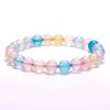 New European & American Style Cross Bracelet, 8MM Natural Stone Beaded Fashion Accessory