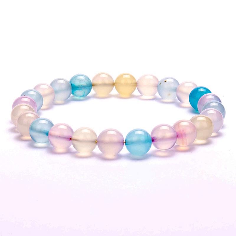New European & American Style Cross Bracelet, 8MM Natural Stone Beaded Fashion Accessory