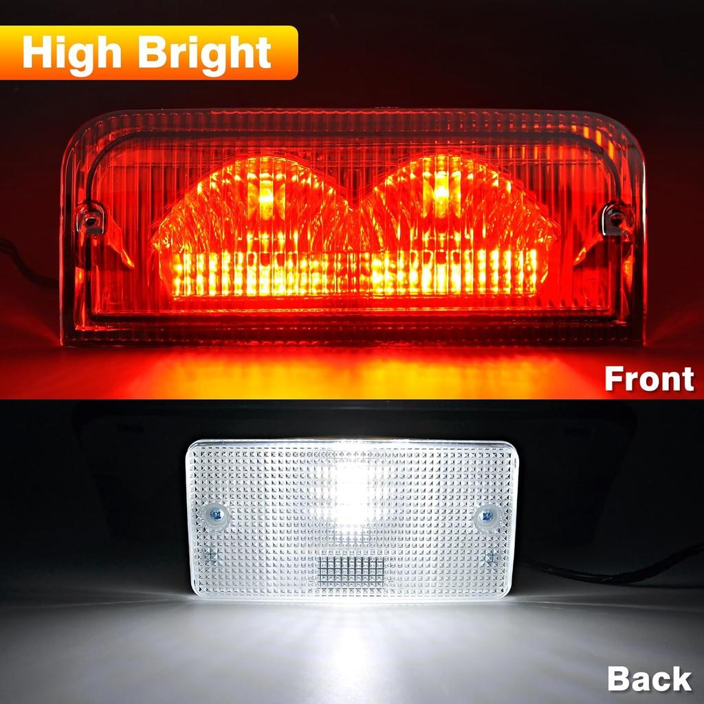 Center High Mount Stop Light Third Brake Light With Indoor LED Lamp Compatible With 1992- Ford E150 E250 E350 E450 E550 Econoline Super Duty Replaces