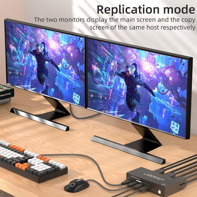 Metal HDTV Switcher For Double Monitors 4 USB3.0 Hubs Seamless Input Switching Enhances Productivity