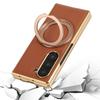 For Samsung Galaxy Z Fold7 5G Magnetic Case with Rotating Kickstand Nappa Texture PU TPU PC Phone Back Cover