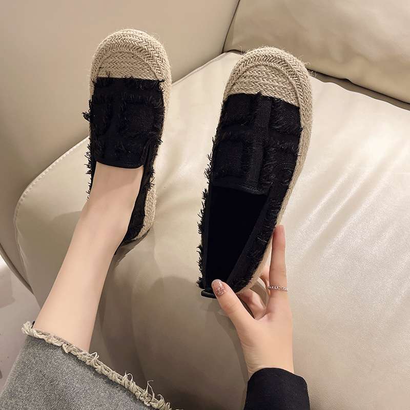 Fisherman shoes women's spring and autumn 2025 new soft flat bottom small fragrant woolen woolen casual weaving lazy one pedal loafers