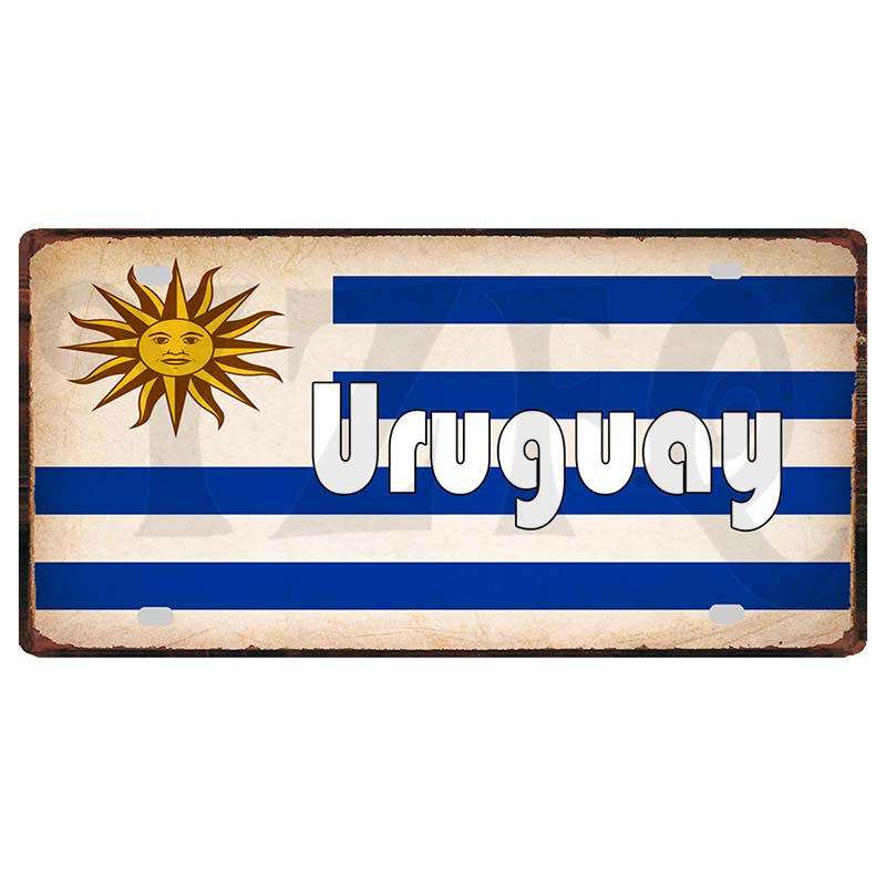 YZFQCuba Jemen Haiti Bahamas Uruguay Nationalflagga Metall Vintage Resesouvenir Väggbutik Hem Konstdekor 30X15CM DC-1416B