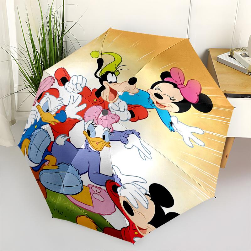 

Mickey Mouse, Minnie Mouse Automatic Opening and Closing Umbrella, Compact Travel Umbrella, Lightweight and Portable, Suitable for Beach Com